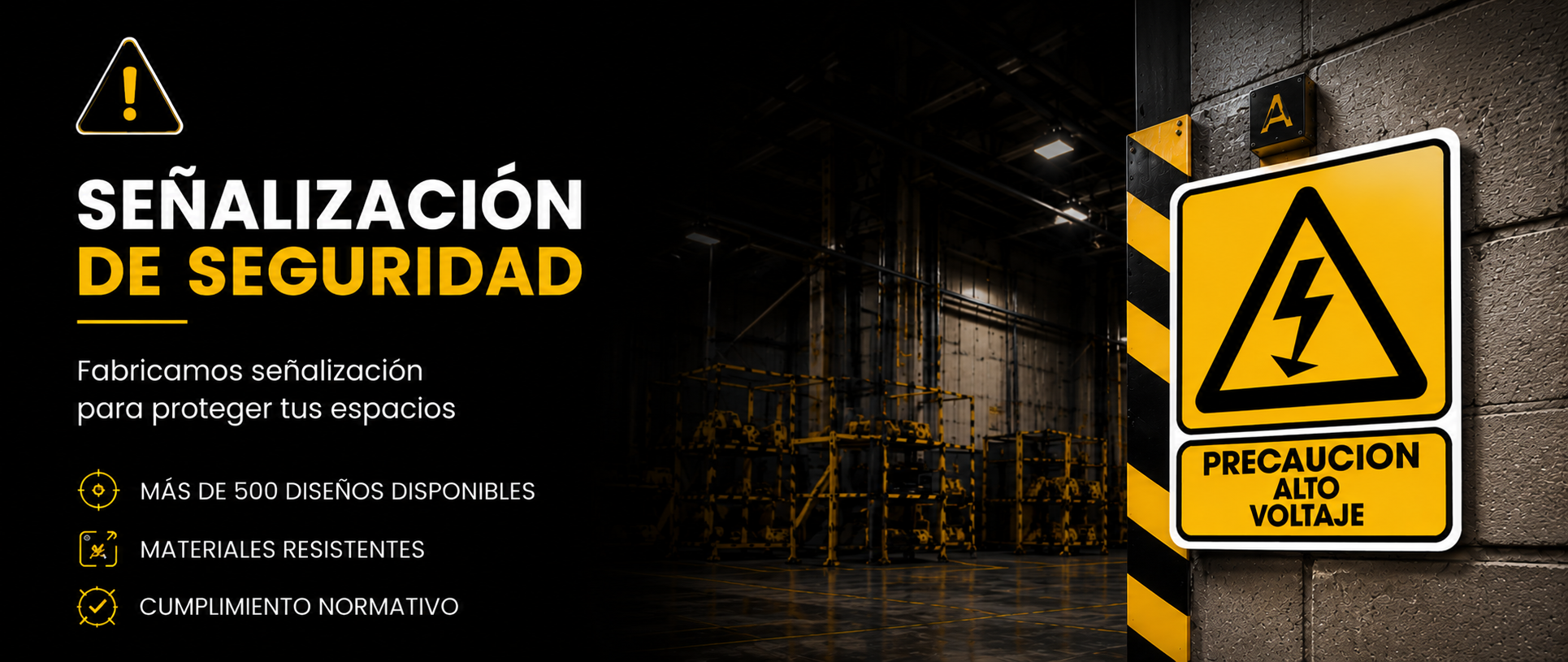 Señalización de seguridad industrial, protección civil y cumplimiento NOM-026-STPS. Fabricación de señales para empresas, almacenes, fábricas y estaciones de servicio.