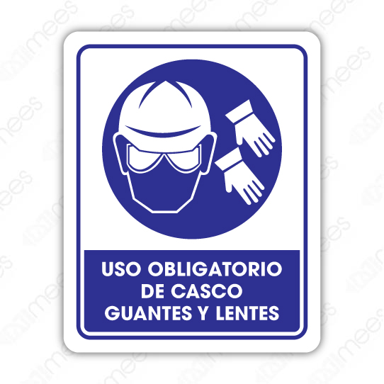 SOB Señalamiento Obligatorio de Casco, Guantes Lentes - MEES Señalización e Imagen