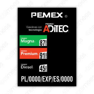 PMX-L-11 Lona Tablero de Precios Pemex® Nivel 1, 2 y 3