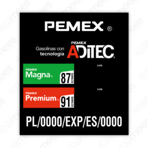PMX-L-TP2P Lona Tablero Precios PEMEX® 2 Productos