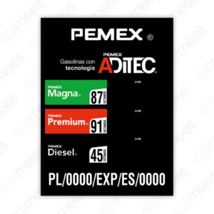PMX-L-TP3P Lona Tablero Precios PEMEX® 3 Productos