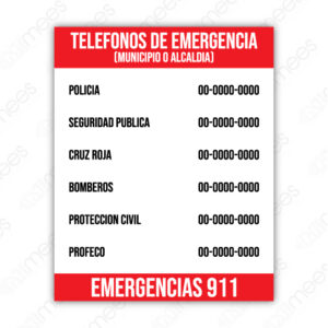 SES 038 Señalamiento Teléfonos de Emergencia Municipio o Alcaldia